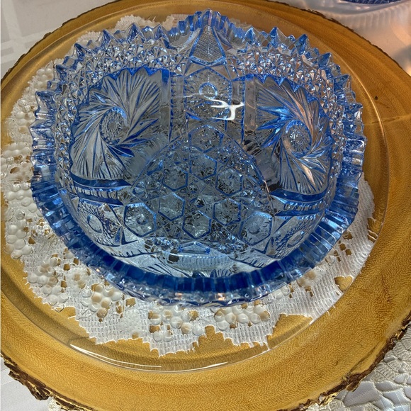 L. E. Smith ice blue glass bowl - Picture 3 of 7